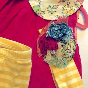 Persnickety NWT swing top, used leggings, high low top and matching headband Sz8